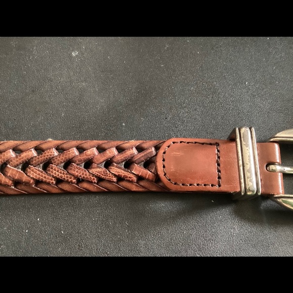 S M 34 Silver Buckle OSSI Braided Leather Western Belt - Picture 4 of 12